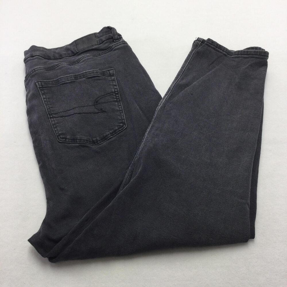 American Eagle Outfitters Straight Jeans Womens 18 Short Charcoal Wash Stretch